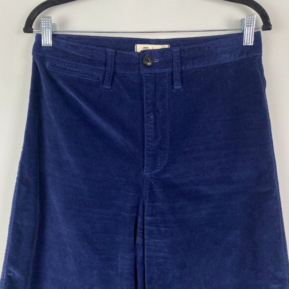 Madewell Emmett Wide Leg Crop Pants in Velveteen Blue Size 28P - Picture 2 of 10